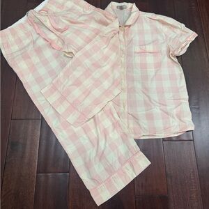 J. Crew Pink and White Striped Pajama Set